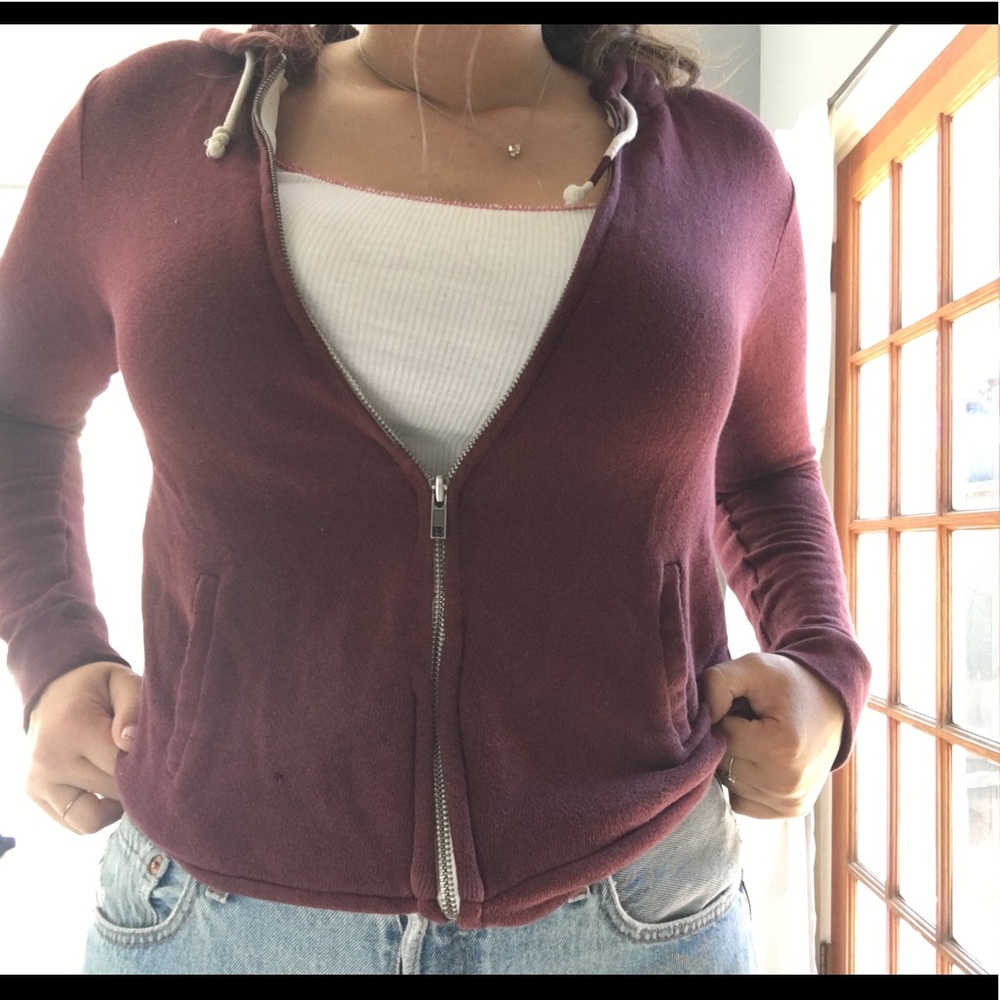 maroon zip up